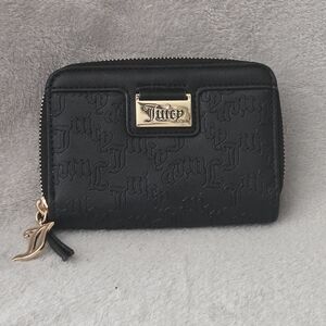 New Juicy Couture Women's Medium Double Zip Around Wallet , Liquorice Black